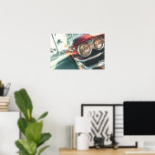 南ビーチの赤ヴィンテージ車 ポスター (ホームオフィス)