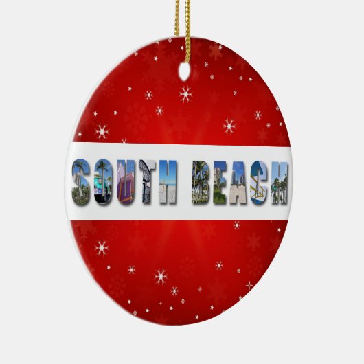 南ビーチマイアミフロリダ旅行写真クリスマス セラミックオーナメント (右)