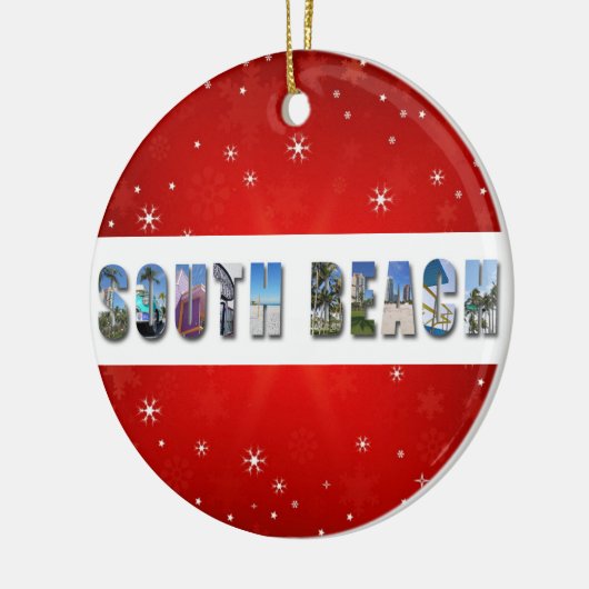 南ビーチマイアミフロリダ旅行写真クリスマス セラミックオーナメント (左)