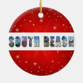 南ビーチマイアミフロリダ旅行写真クリスマス セラミックオーナメント (裏面)