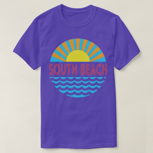 南ビーチ太陽と波 Tシャツ (デザイン正面)