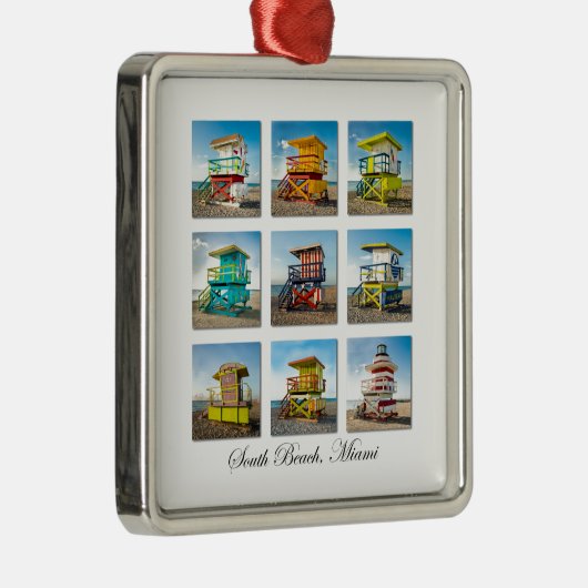 南ビーチ、マイアミのライフセービングの掘っ建て小屋 メタルオーナメント (右)