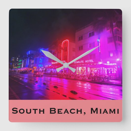 南ビーチ、マイアミ、フロリダ州アールデコ スクエア壁時計 (正面)