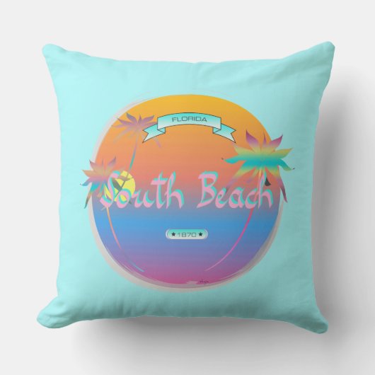 南ビーチ，マイアミ，フロリダ州with Palms クッション (正面)
