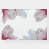 南ピンクのマグノリア結婚の花 ゲストブック (裏面)