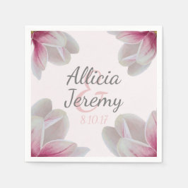 南ピンクのマグノリア結婚の花 スタンダードカクテルナプキン