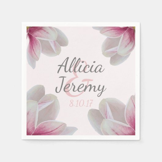 南ピンクのマグノリア結婚の花 スタンダードカクテルナプキン (正面)