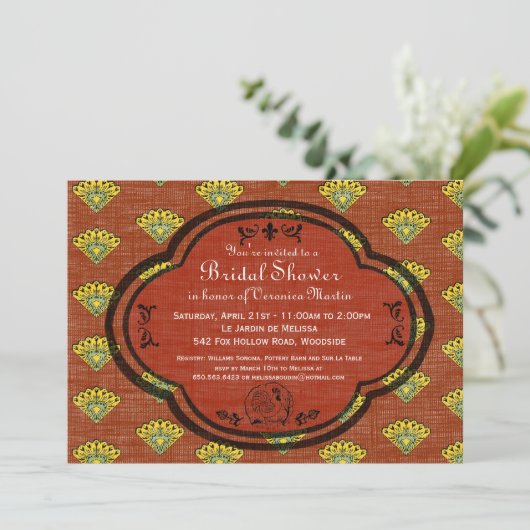 南フランスProvencalのブライダルシャワーの招待の錆 招待状 (スタンド正面)