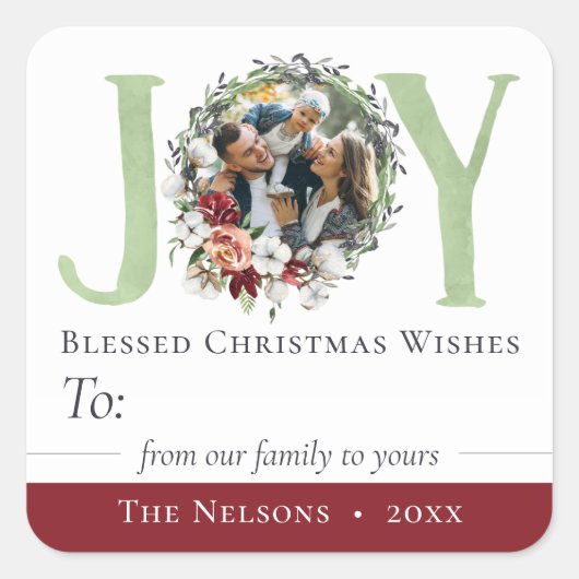 南フローラクリスマス喜び/ギフトラベルから スクエアシール (正面)