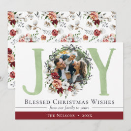 南フローラコットンクリスマスジョイホリデーフォト カード