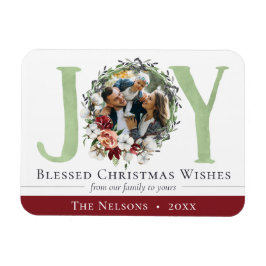 南フローラコットンクリスマスジョイホリデーフォト マグネット