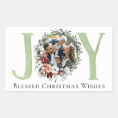 南フローラコットンクリスマスジョイホリデーフォト 長方形シール (正面)