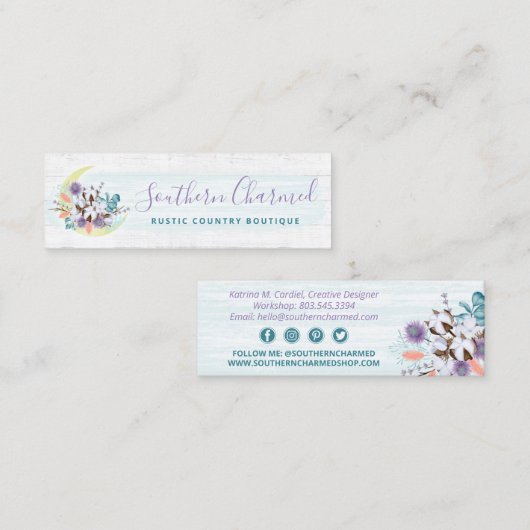 南フローラコットンムーン&ウッドのソーシャルメディア スキニー名刺 (正面/裏面)