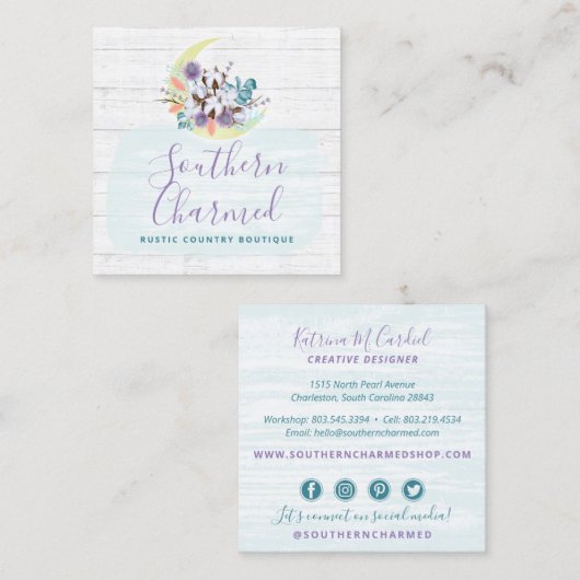 南フローラコットンムーン&ウッドのソーシャルメディア スクエア名刺 (正面/裏面)