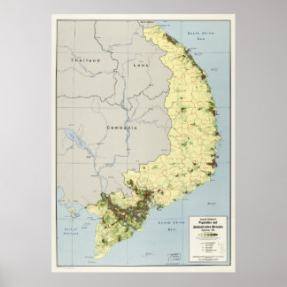 南ベトナムの地図1972年9月 ポスター