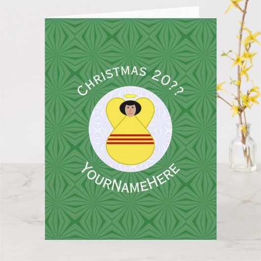 南ベトナムの天使のクリスマスフラグカスタマイズ カード (黄色い花)