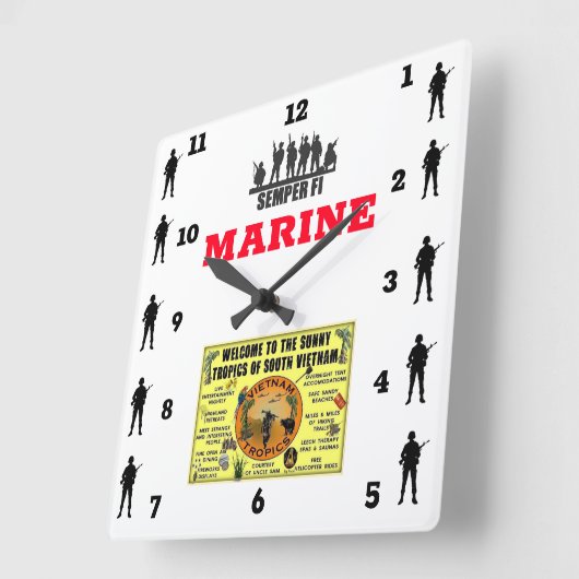 南ベトナムの日当たりの良い熱帯へようこそ スクエア壁時計 (傾斜)