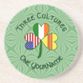 南ベトナムアイリッシュアメリカンフラッグスシャムロック名 コースター (正面)