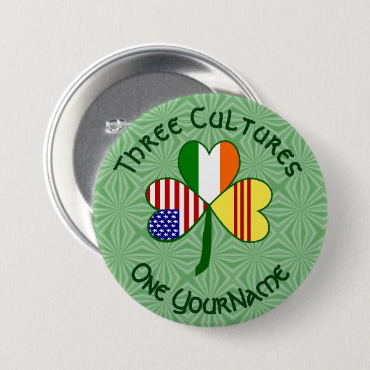 南ベトナムアイリッシュアメリカンフラッグスシャムロック名 缶バッジ (正面&裏面)