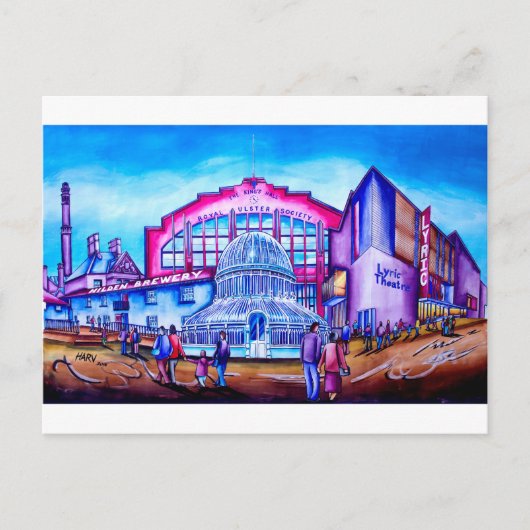 南ベルファストの特徴的な地域:リリック・シアター & キングス・ホール ポストカード (正面)