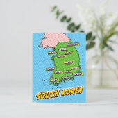 南ポップ・アートの国図解入りの、写真付きのの地図 ポストカード (スタンド正面)