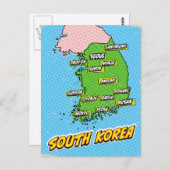 南ポップ・アートの国図解入りの、写真付きのの地図 ポストカード (正面/裏面)