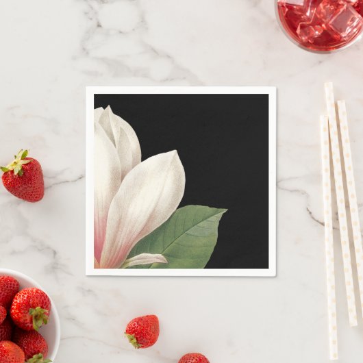 南マグノリアの花 |ピンクの白の黒 スタンダードカクテルナプキン (インサイチュ)