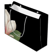 南マグノリアの花 |ピンクの白の黒 ラージペーパーバッグ (正面アングル)