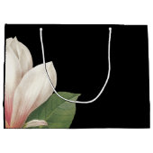南マグノリアの花 |ピンクの白の黒 ラージペーパーバッグ (裏面)