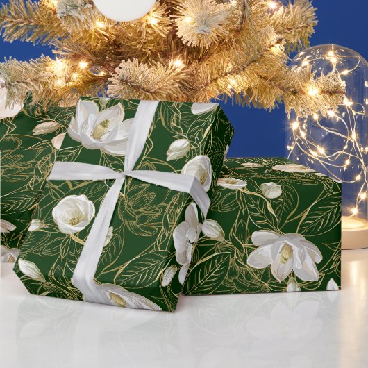 南マグノリアエレガントスアールヌーボー模様 ラッピングペーパー (クリスマス)