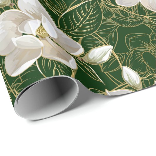 南マグノリアエレガントスアールヌーボー模様 ラッピングペーパー (ロールコーナー)