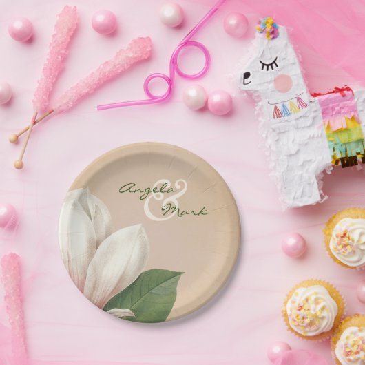 南マグノリア結婚の花 |アンティーク赤面 ペーパープレート (パーティー)