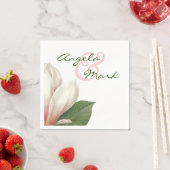 南マグノリア結婚の花 |ピンクと白 スタンダードカクテルナプキン (インサイチュ)