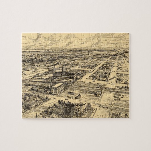 南ミルウォーキー(1906年)のヴィンテージの絵解き地図 ジグソーパズル (横)