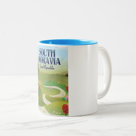 南モラヴィア・チェコ共和国の旅行ポスター ツートーンマグカップ (正面右)