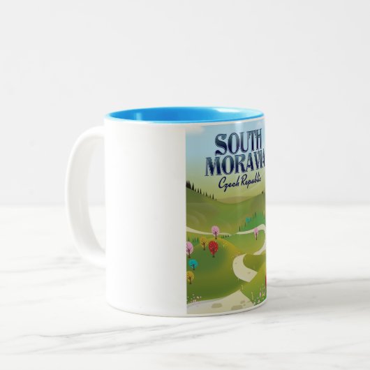 南モラヴィア・チェコ共和国の旅行ポスター ツートーンマグカップ (正面左)