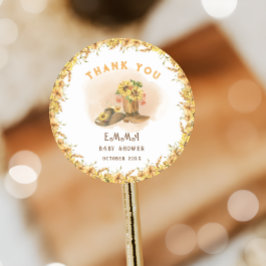 南ロデオニュートラルカウボーイベビー素朴シャワー ラウンドシール