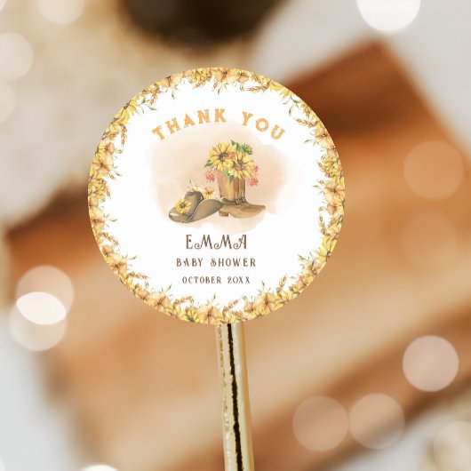 南ロデオニュートラルカウボーイベビー素朴シャワー ラウンドシール