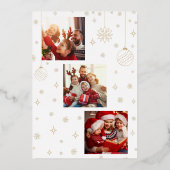 南主義白色クリスマスツリー3フォトコラージュ 箔シーズンカード (裏面)