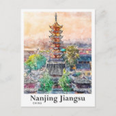 南京江蘇中国水彩画スケッチ手描き ポストカード (正面)