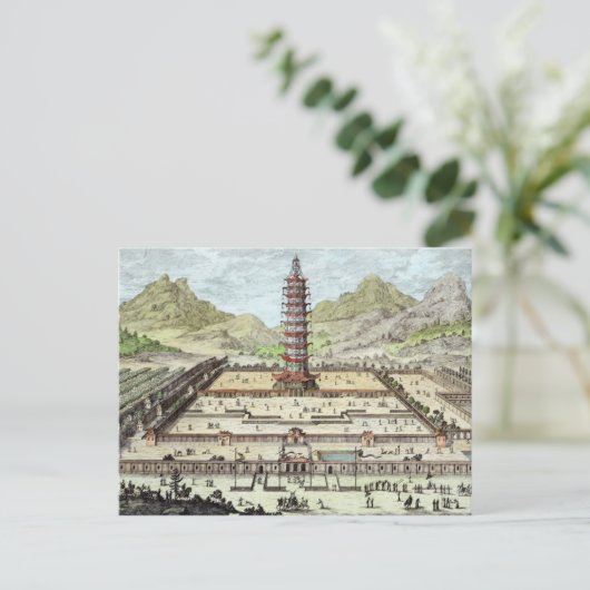南京焼の磁器の塔、'Entからプレート12 ポストカード (スタンド正面)