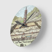 南京焼の磁器の塔、'Entからプレート12 ラウンド壁時計 (傾斜)