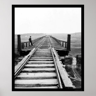 南側の鉄道1865年の高い橋 ポスター