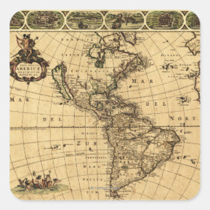 南北のAmericaPanoramicの地図 スクエアシール