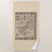 南北アメリカの初期地図（北・南アメリカ） ビーチタオル (正面)