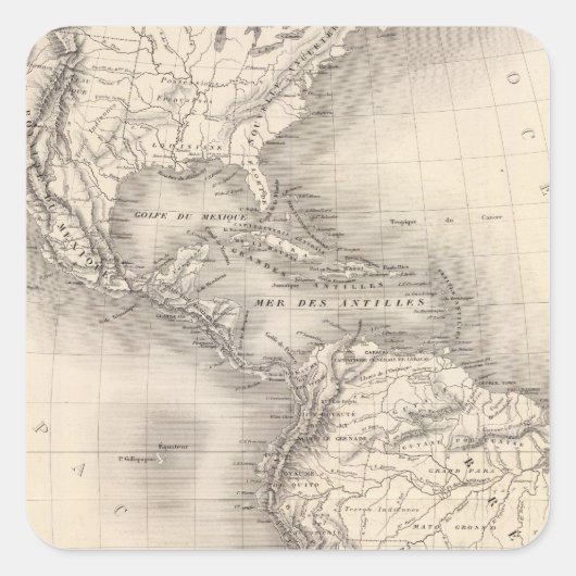 南北スペインのアメリカの地図 スクエアシール (正面)