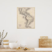 南北スペインのアメリカの地図 ポスター (キッチン)