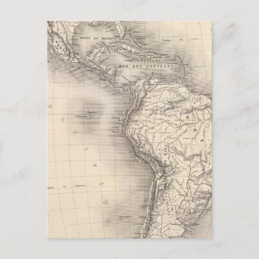 南北スペインのアメリカの地図 ポストカード (正面)