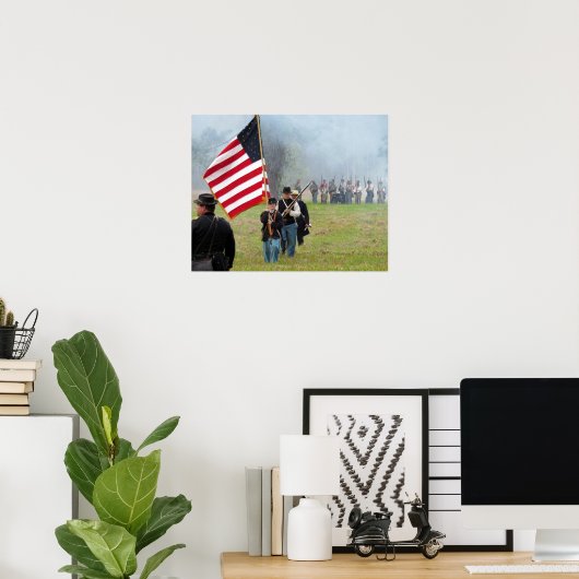 南北戦争の再現 – フラッグボーイ ポスター (ホームオフィス)