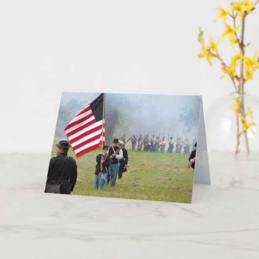 南北戦争の再現 – 旗手 – グリーティングカード (黄色い花)